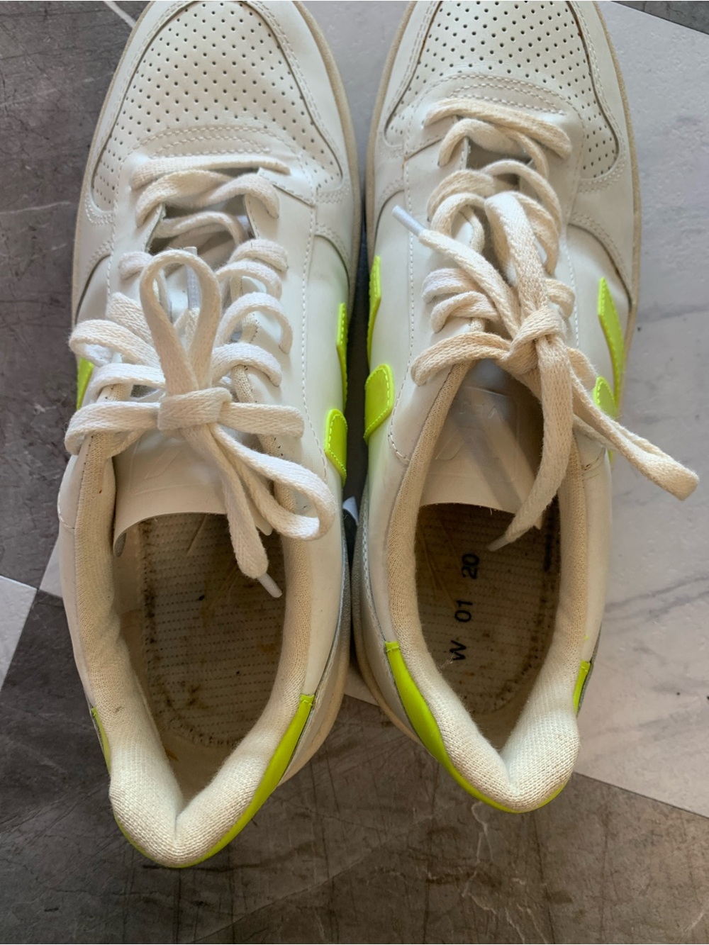Veja Men's White Sneakers with Neon Yellow Accents - Picture 4 of 5